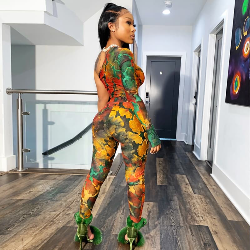 Tie-Dye One-Shoulder Yoga Workout Tights for Women
