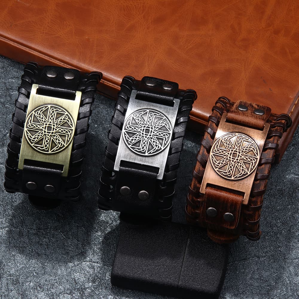 Chino New Irish Knot Amulet Leather Bracelet Russia Cross-border Jewelry Pagan Bracelet Wholesale