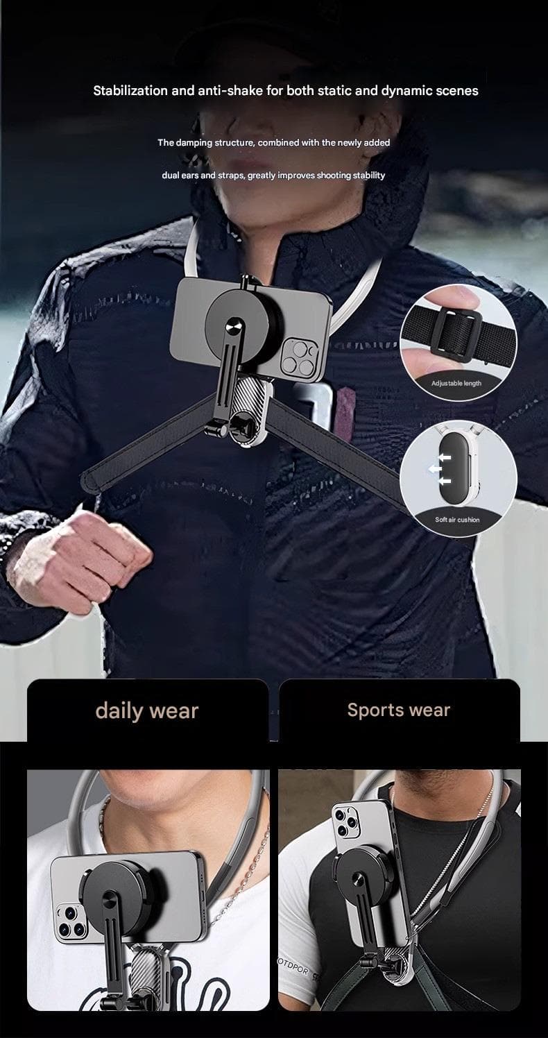 Magnetic Neck Strap Mount For Mobile Live Streaming With Anti-Shake Shooting Original-Angle Action Camera Mount For Cycling Photography
