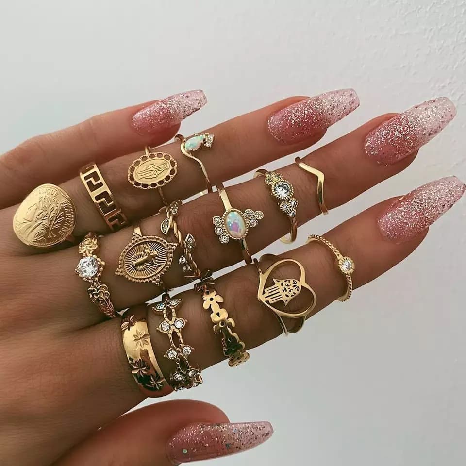 Joint ring set of 15 — Gold