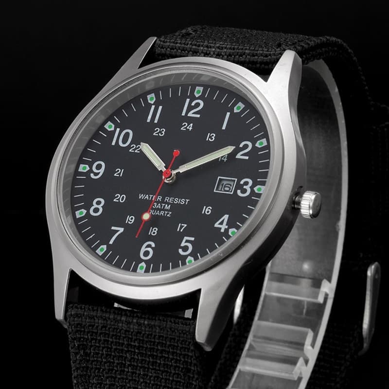 Canvas Strap Men's Watch — Black