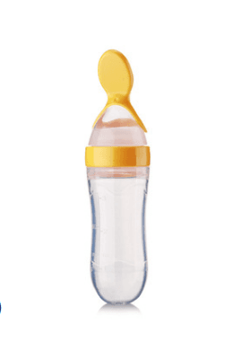 Baby Spoon Bottle Feeder Dropper Silicone Spoons for Feeding Medicine Kids Toddler Cutlery Utensils Children Accessories Newborn — Yellow