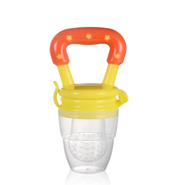Baby Food Feeder with Pacifier Clip Holder Infant Baby Teether Fruit Feeder Pacifier Infant Food Pacifier Silicone Teething Toys — Red-Large