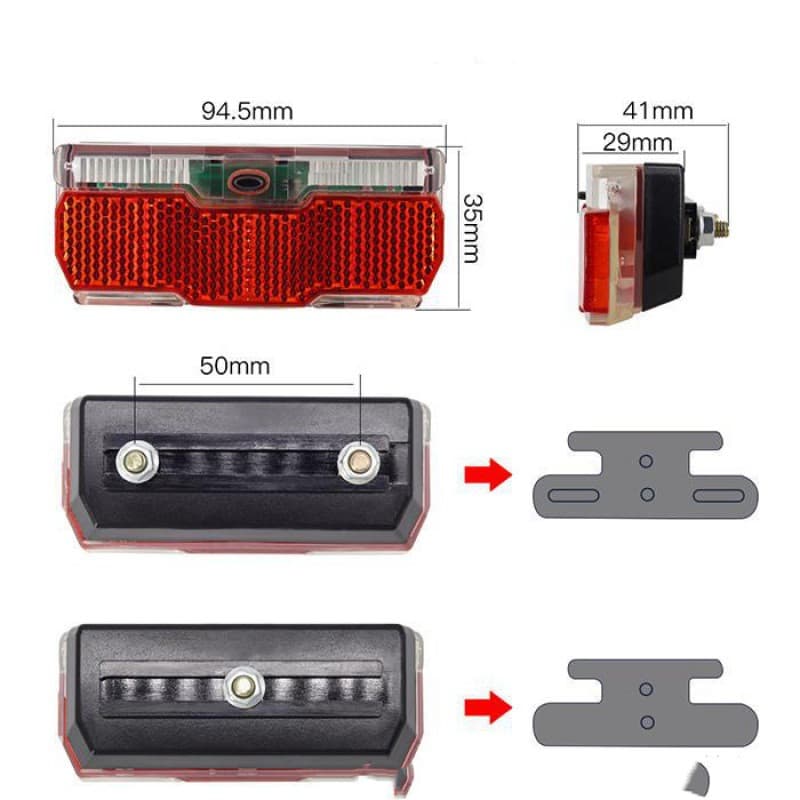 Red Bicycle Rear Light Use 2pcs AAA Batteries Bike Rear Rack Carrier Light Lamp With Bike Reflector Cycling Bike Lights