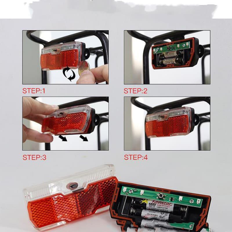 Red Bicycle Rear Light Use 2pcs AAA Batteries Bike Rear Rack Carrier Light Lamp With Bike Reflector Cycling Bike Lights