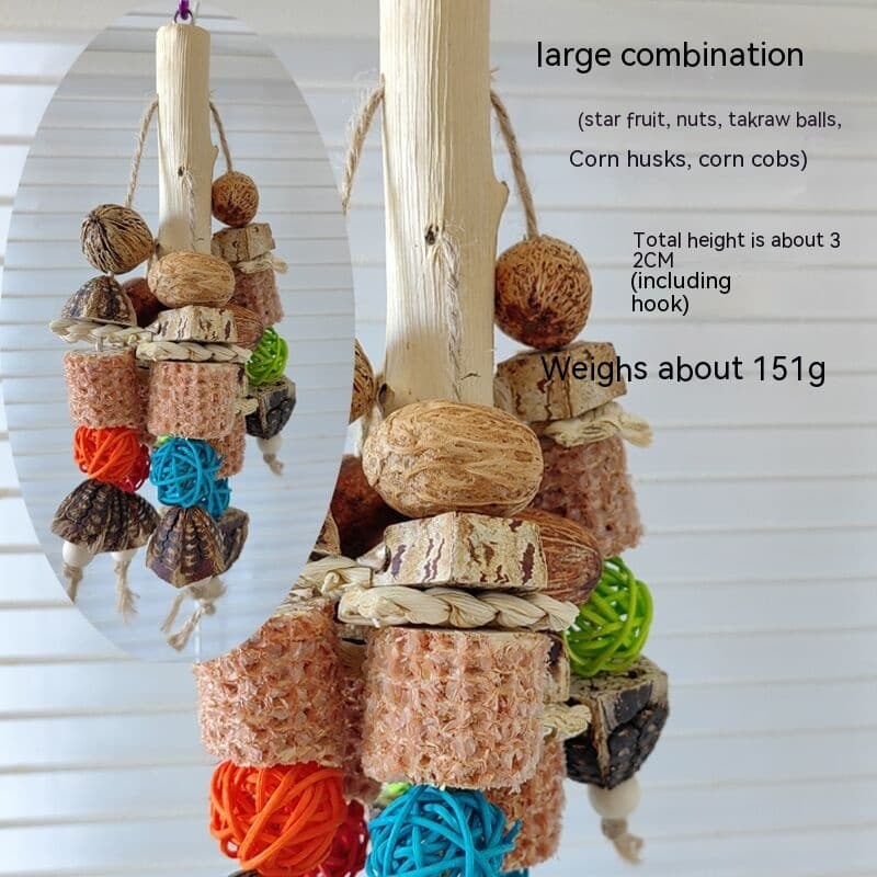 Natural Chewing Toys for Parrots and Small Pets