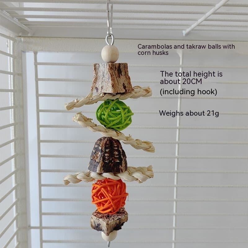Natural Chewing Toys for Parrots and Small Pets