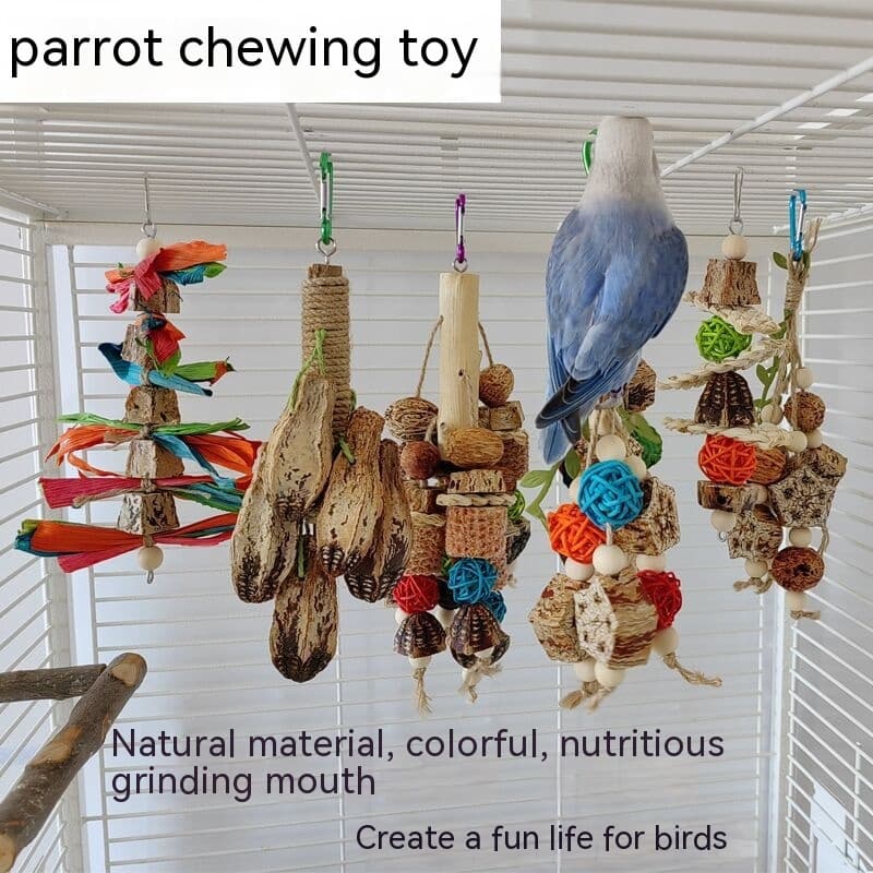 Natural Chewing Toys for Parrots and Small Pets