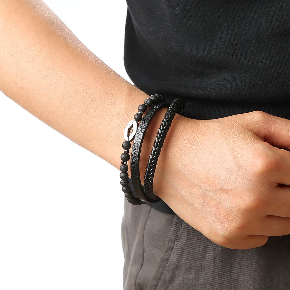 Diamond Natural Stone Stainless Steel Bracelet