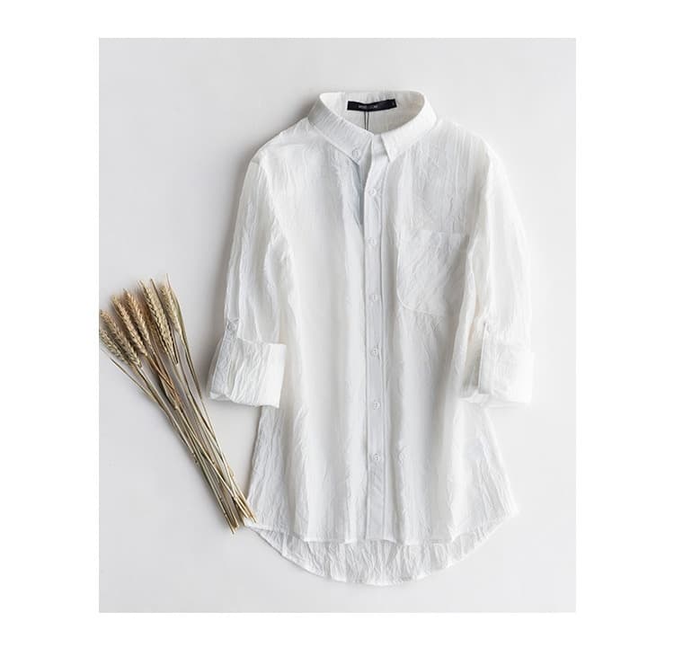 Linen Shirt Men's Long Sleeve Thin Casual Cotton Linen Shirt