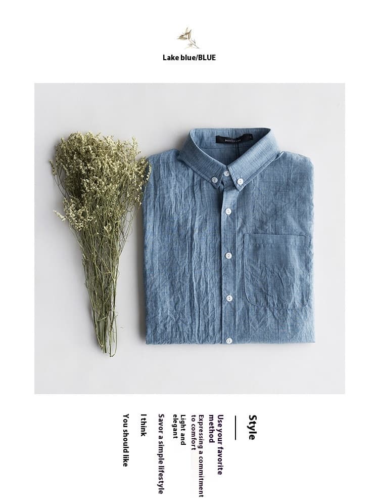 Linen Shirt Men's Long Sleeve Thin Casual Cotton Linen Shirt