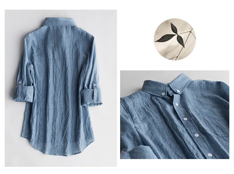Linen Shirt Men's Long Sleeve Thin Casual Cotton Linen Shirt