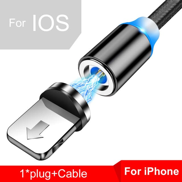 Magnetic Fast Charging USB Cable for iOS Devices (Black)