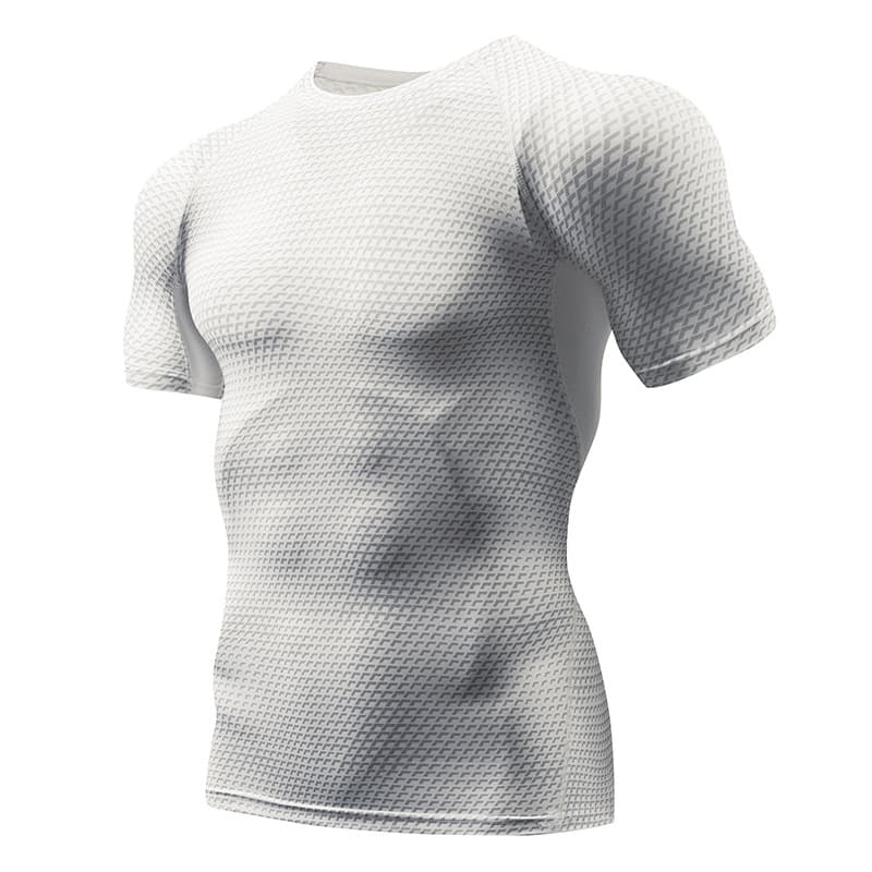 Tights Men's Sports Running Short Sleeve — White-M
