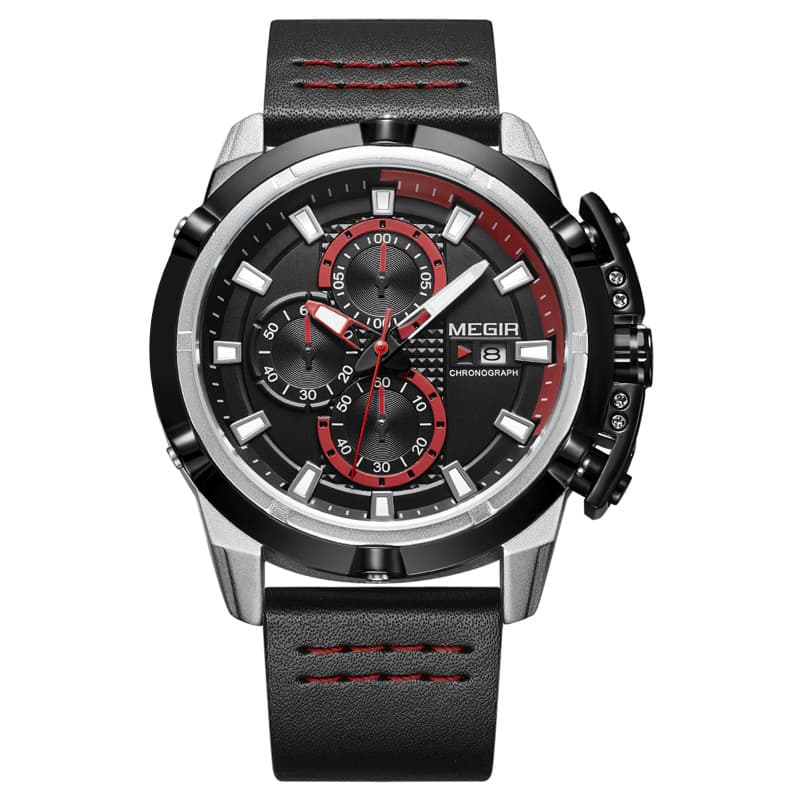 Multifunctional chronograph calendar quartz watch — Black white