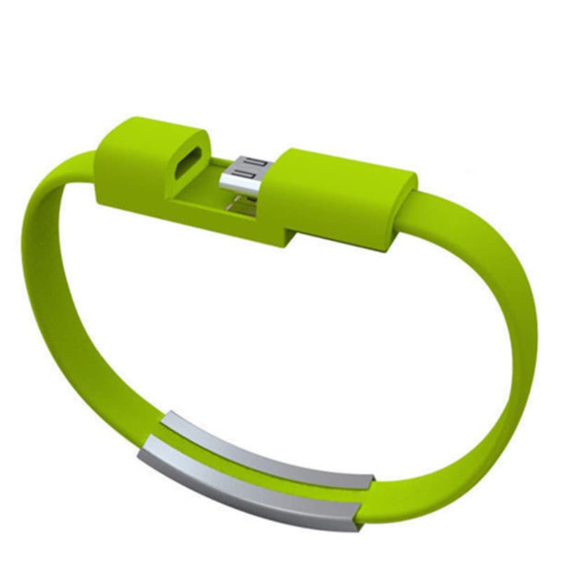 Bracelet data cable USB silicone charging short cable — Green-Android-10pcs