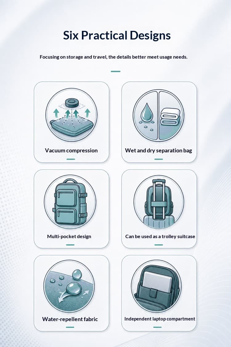 Vacuum Compression Backpack, Budget Airline Boarding Travel Bag, Large Capacity Business Computer Bag, Lightweight