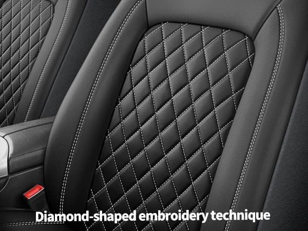 Single Line Diamond Grid PU Leather Car Seat Covers