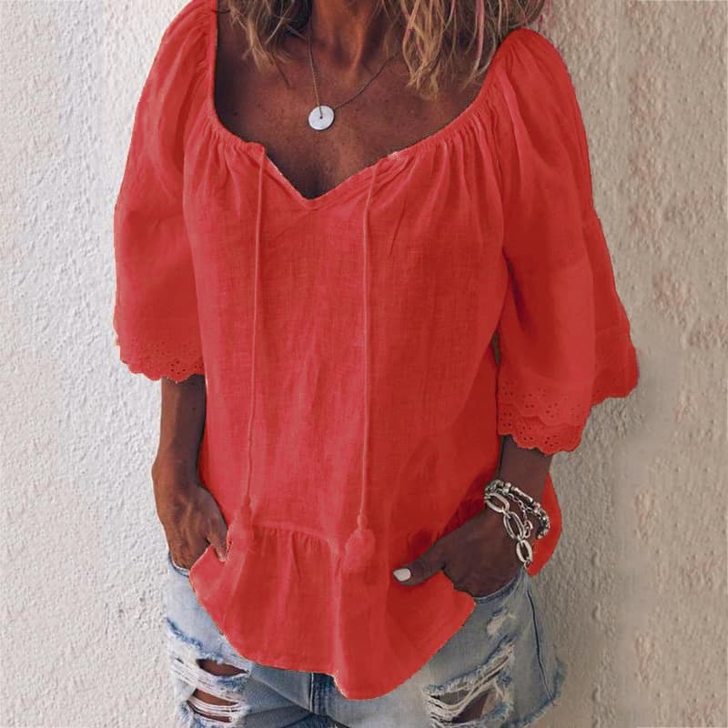 Cotton Linen Shirt — Yellow-L