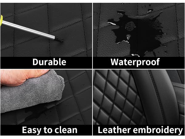 Single Line Diamond Grid PU Leather Car Seat Covers