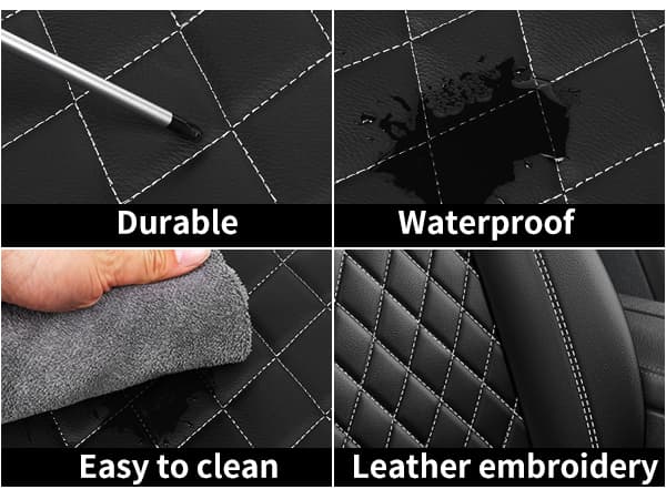 Single Line Diamond Grid PU Leather Car Seat Covers