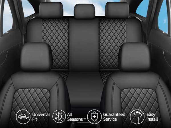 Single Line Diamond Grid PU Leather Car Seat Covers