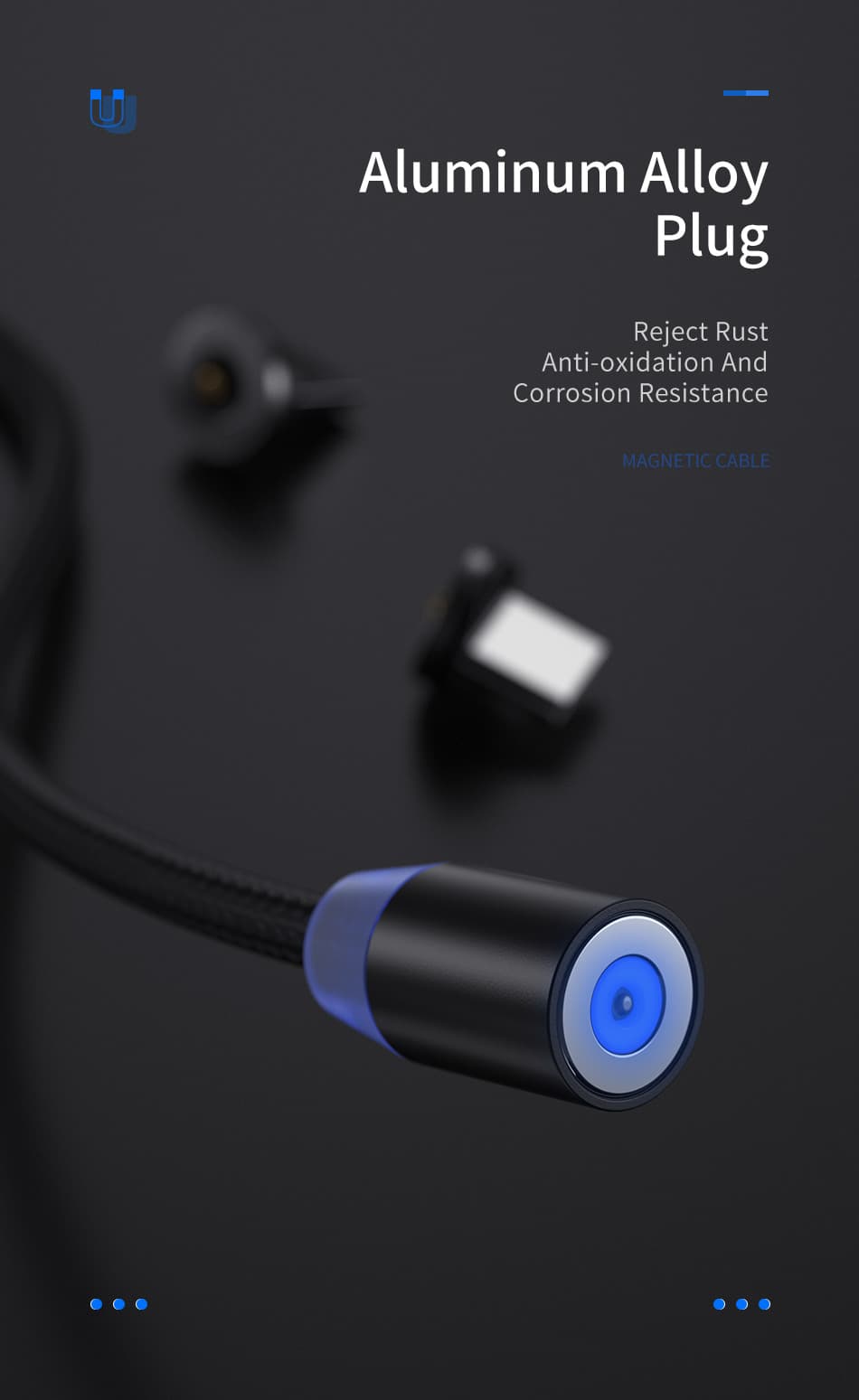 Magnetic Fast Charging USB Cable for iOS Devices (Black)