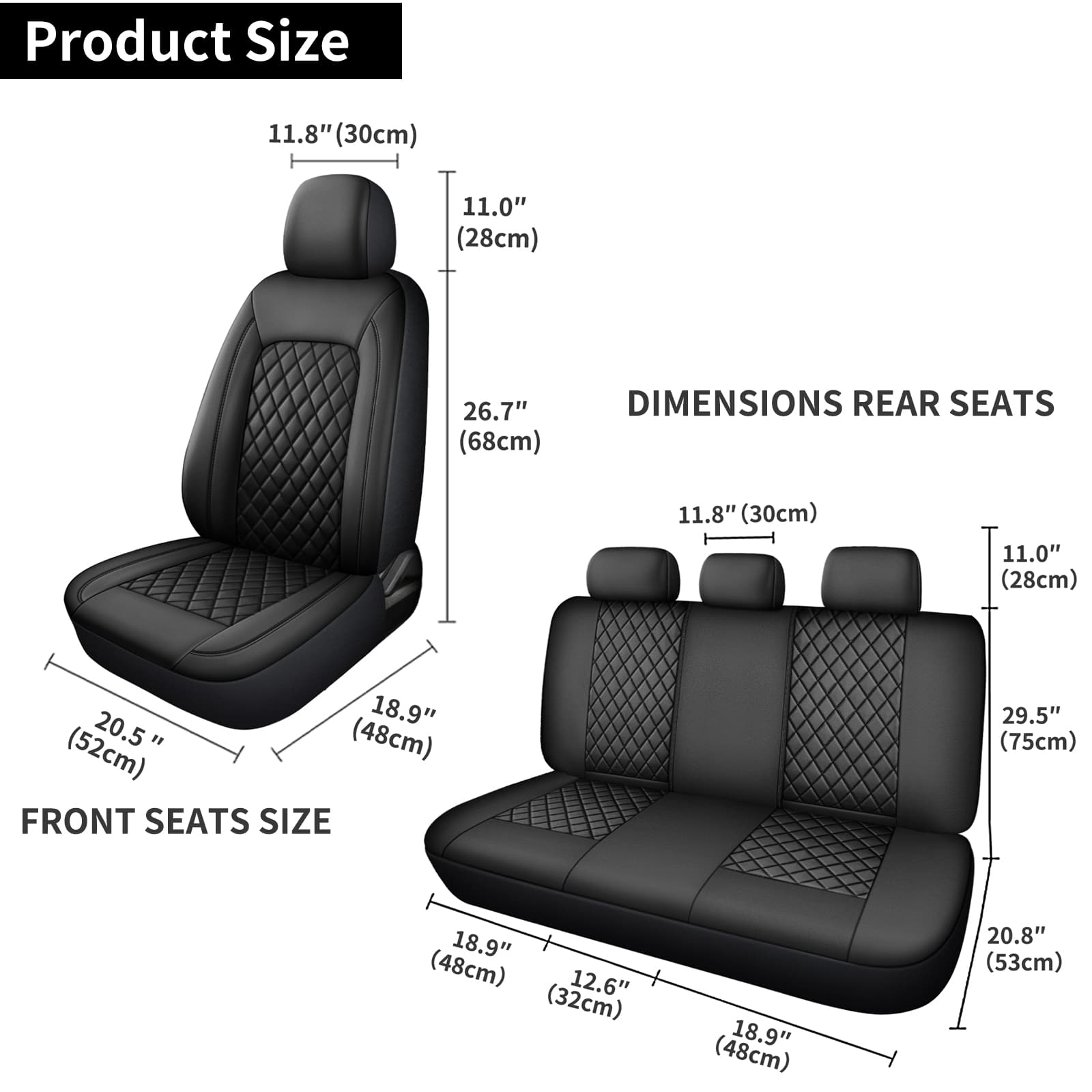Single Line Diamond Grid PU Leather Car Seat Covers
