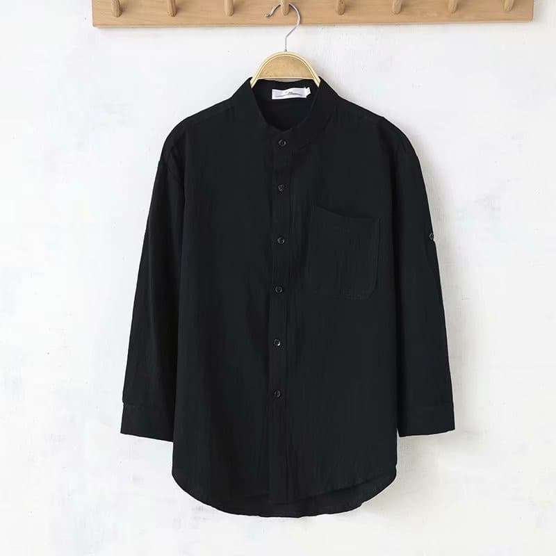 Summer Linen Shirt Men's Cotton And Linen Casual Loose Shirt — White-L