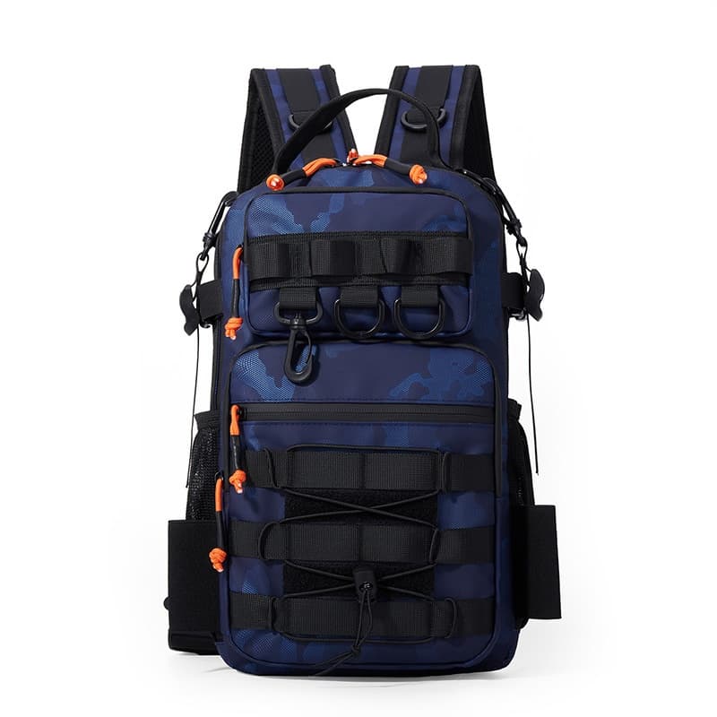 Outdoor Lure Bag New Multi-Functional Single & Double Shoulder Fishing Gear Backpack Camouflage Lightweight Handheld Fishing Equipment Storage Bag - Blue — Blue
