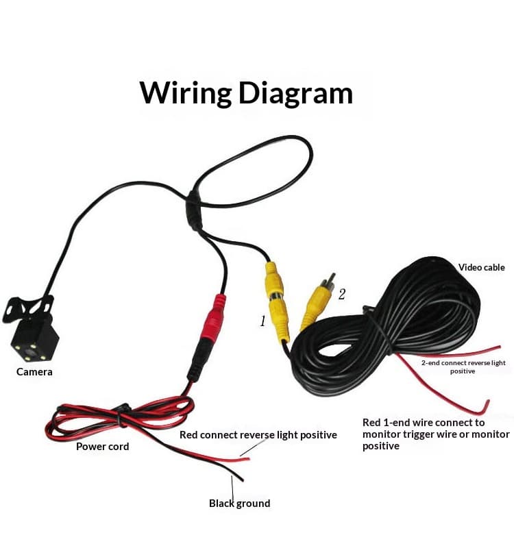 Car Rearview Camera, HD Night Vision CCD, LED 4-Light, Reverse Camera