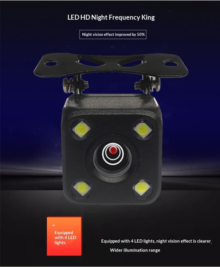 Car Rearview Camera, HD Night Vision CCD, LED 4-Light, Reverse Camera