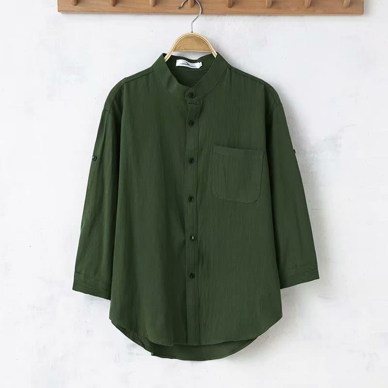 Summer Linen Shirt Men's Cotton And Linen Casual Loose Shirt — White-L