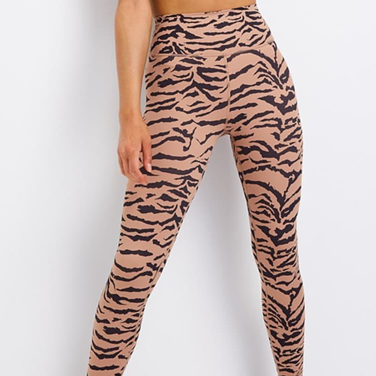 Women's High Waist Fitness Running Tights — Tiger pattern-XL