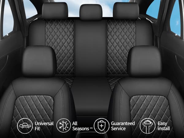 Single Line Diamond Grid PU Leather Car Seat Covers