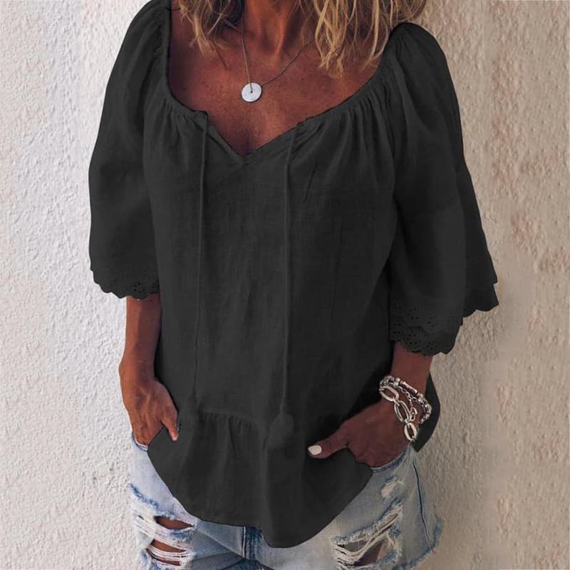 Cotton Linen Shirt — Yellow-L