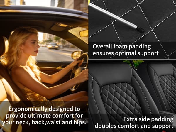 Single Line Diamond Grid PU Leather Car Seat Covers