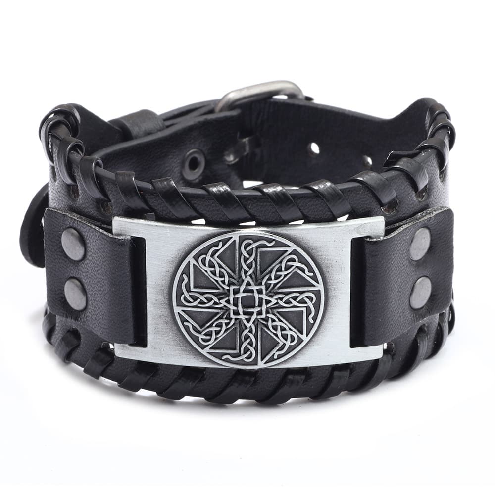 Chino New Irish Knot Amulet Leather Bracelet Russia Cross-border Jewelry Pagan Bracelet Wholesale
