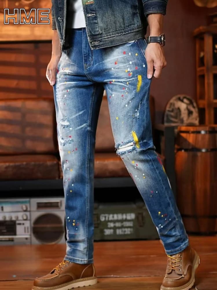 Slim-fit Elastic Straight-leg Pants