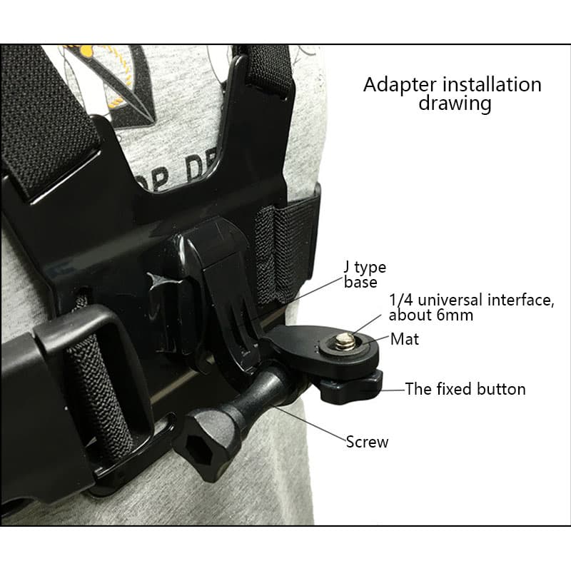 Mobile Phone Chest Mount Harness Strap Holder Cell Phone Clip Action Camera Adjustable Straps — Black
