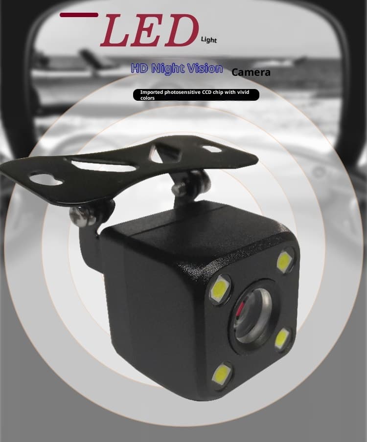 Car Rearview Camera, HD Night Vision CCD, LED 4-Light, Reverse Camera