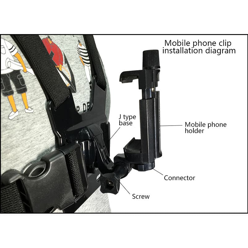 Mobile Phone Chest Mount Harness Strap Holder Cell Phone Clip Action Camera Adjustable Straps — Black