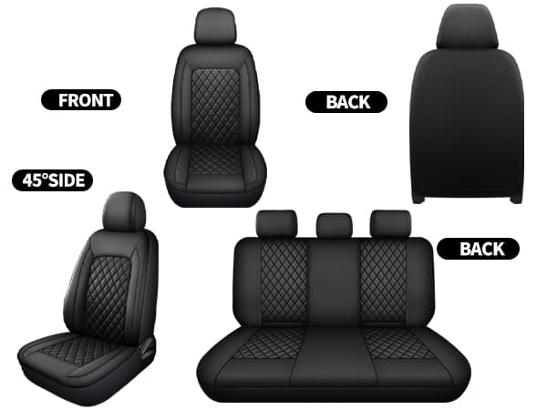 Single Line Diamond Grid PU Leather Car Seat Covers