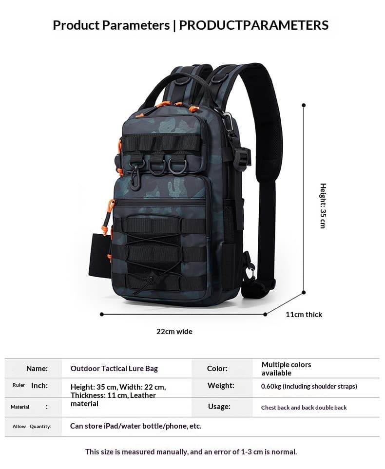 Outdoor Lure Bag New Multi-Functional Single & Double Shoulder Fishing Gear Backpack Camouflage Lightweight Handheld Fishing Equipment Storage Bag - Blue — Blue