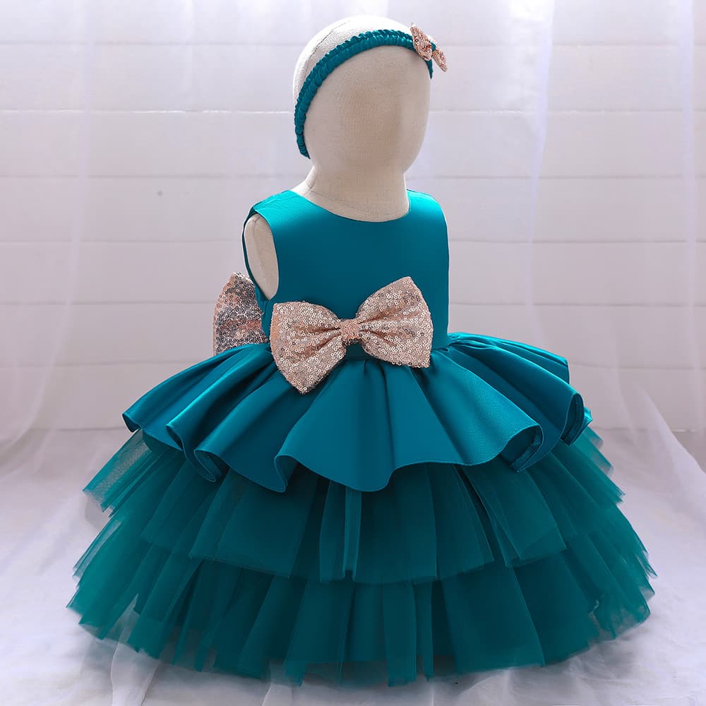 Baby One Year Old Full Moon European And American Girls Print Wedding Princess Dress