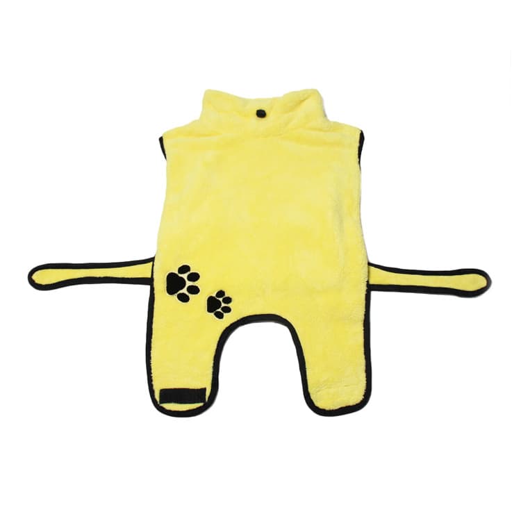 Soft And Absorbent Pet Embroidered Bathrobe Coral Fleece Pajamas — Yellow-2XL
