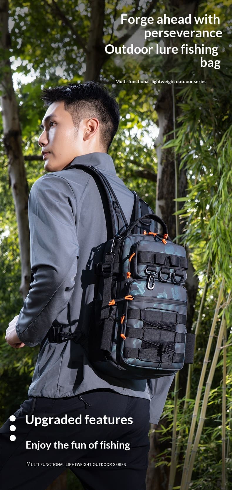 Outdoor Lure Bag New Multi-Functional Single & Double Shoulder Fishing Gear Backpack Camouflage Lightweight Handheld Fishing Equipment Storage Bag - Blue — Blue