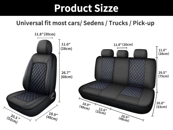 Single Line Diamond Grid PU Leather Car Seat Covers