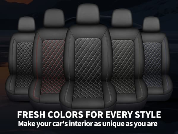Single Line Diamond Grid PU Leather Car Seat Covers