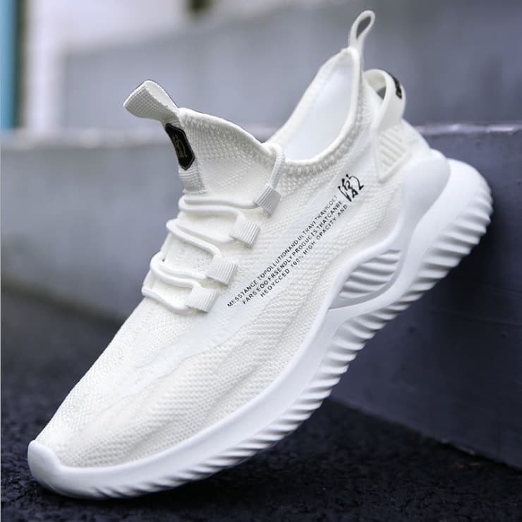 Men Sneakers Lightweight Breathable Walking Shoes Men — White-Size40